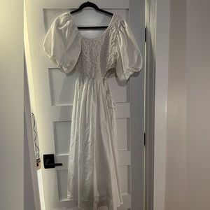 Sofie the Label white dress with smocked top and side cut out
